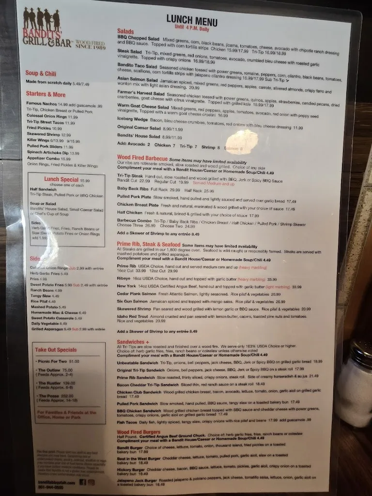 Menu_Bandits' Grill and Bar_Holladay, UT_image_old_1