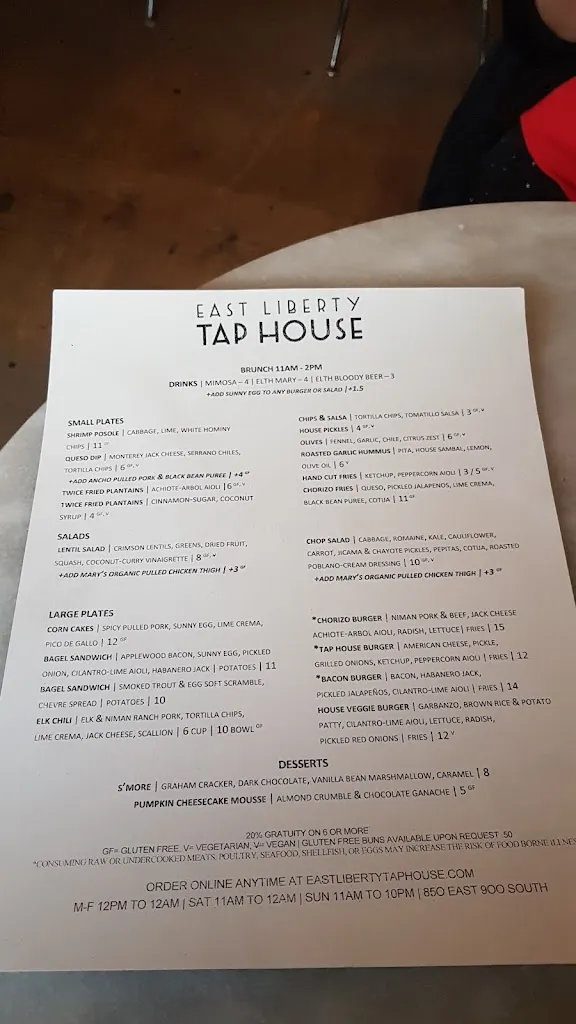 Menu_East Liberty Tap House_Salt Lake City, UT_image_old_1