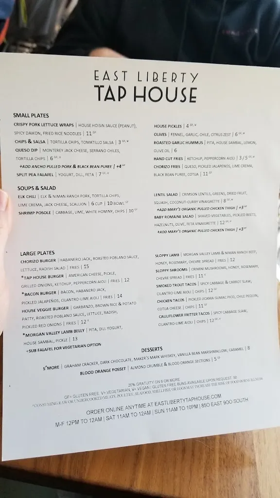 Menu_East Liberty Tap House_Salt Lake City, UT_image_old_2