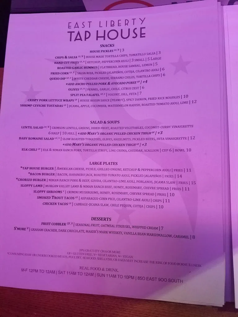 Menu_East Liberty Tap House_Salt Lake City, UT_image_old_3