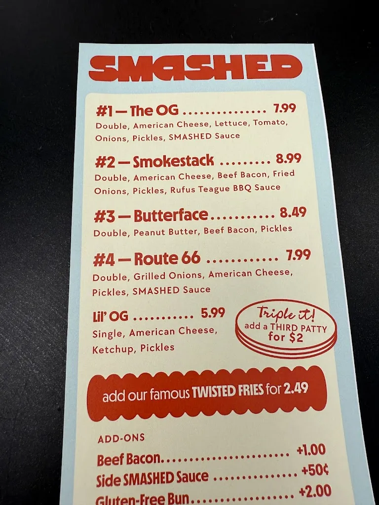 Menu_SMASHED_Meraux, LA_image_old_2