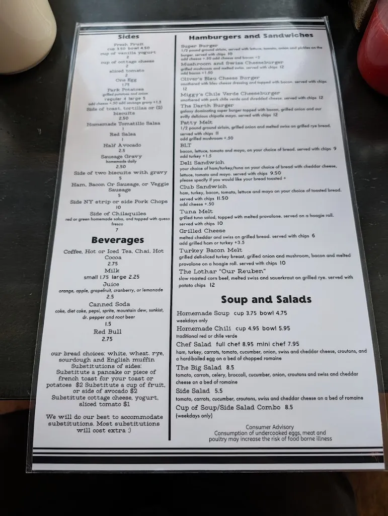 Menu_The Park Café_Salt Lake City, UT_image_old_2