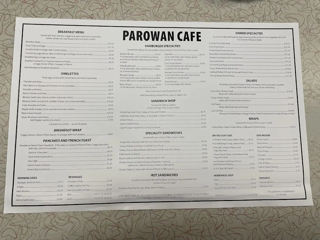Menu_Parowan Cafe_Parowan, UT_image_old_1