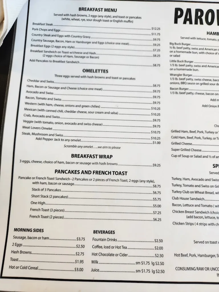 Menu_Parowan Cafe_Parowan, UT_image_old_3