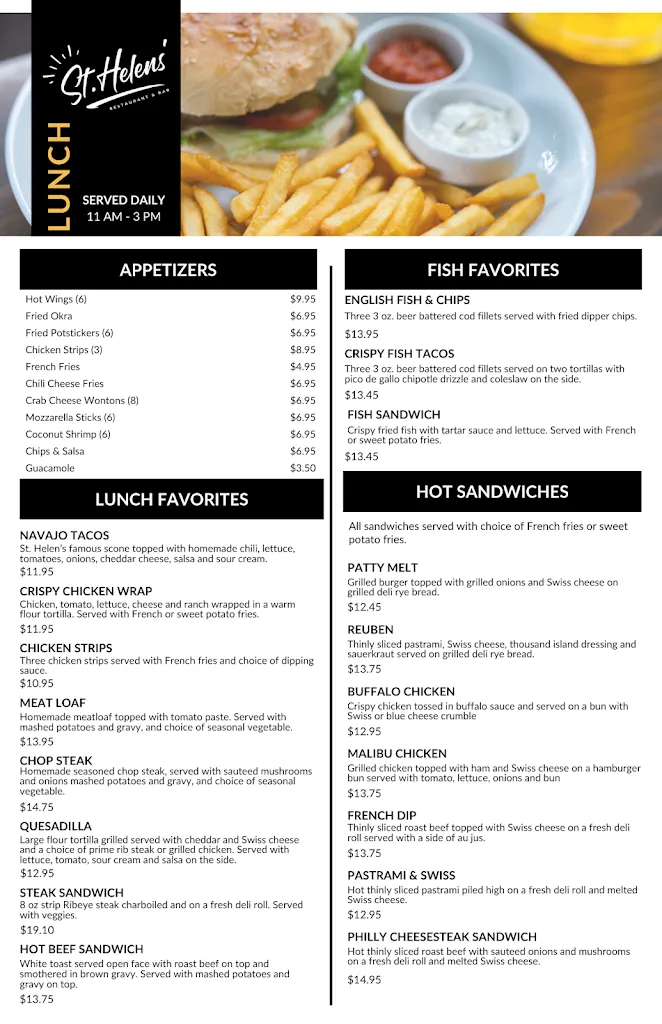 Menu_St Helen's Restaurant and Sports Bar_Washington, UT_image_old_1