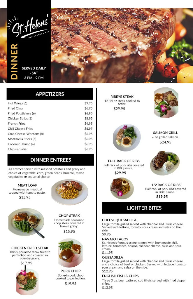 Menu_St Helen's Restaurant and Sports Bar_Washington, UT_image_old_2