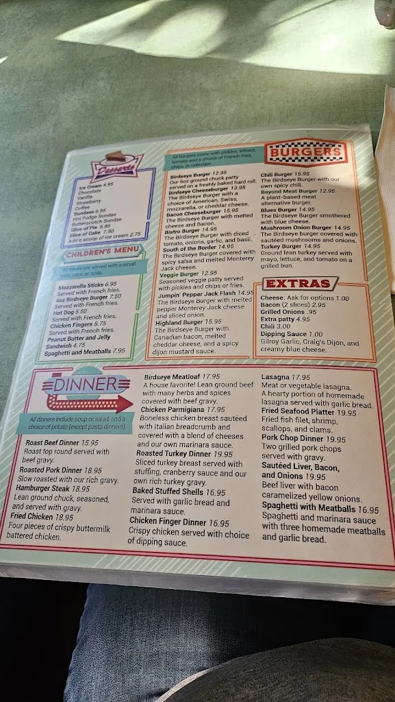 Menu_The Birdseye Diner_Castleton, VT_image_old_1