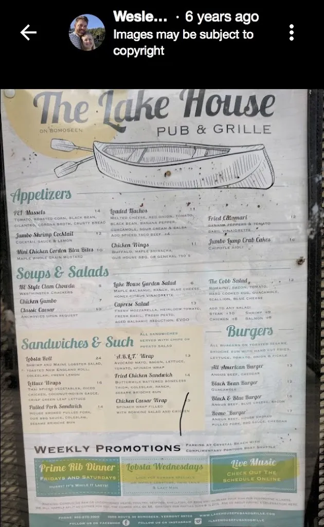 Menu_The Lake House_Bomoseen, VT_image_old_2