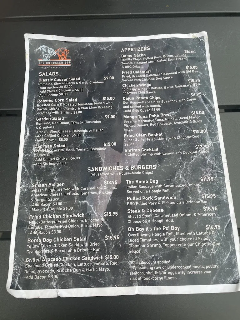 Menu_The Bomoseen Dog_Castleton, VT_image_old_1