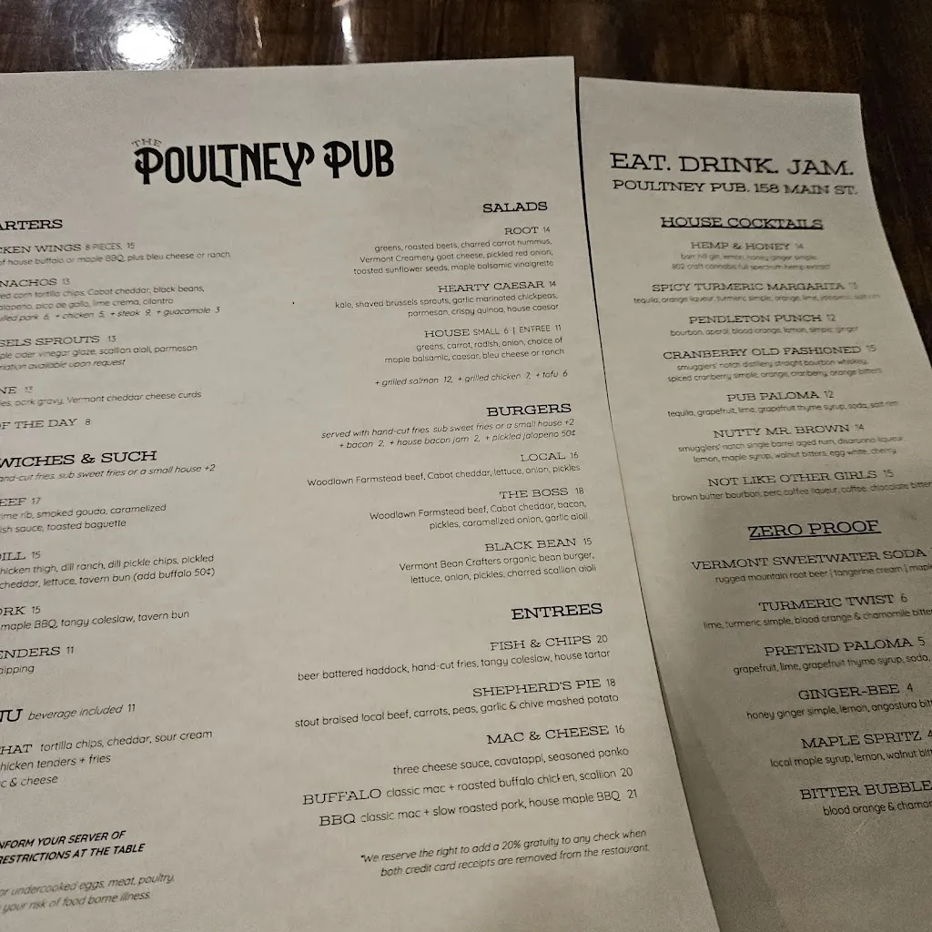 Menu_Poultney Pub_Poultney, VT_image_old_1