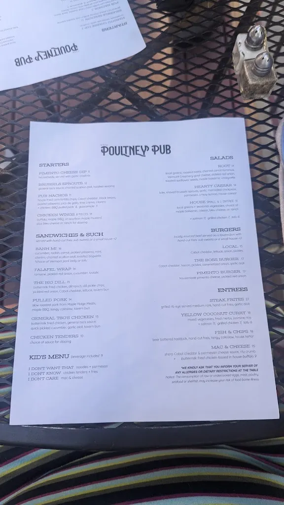 Menu_Poultney Pub_Poultney, VT_image_old_2
