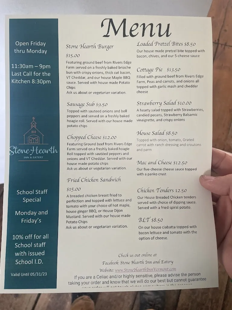 Menu_Stone Hearth Inn & Eatery_Chester, VT_image_old_1
