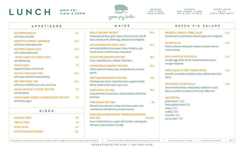 Menu_Green Pig Bistro_Arlington, VA_image_old_1