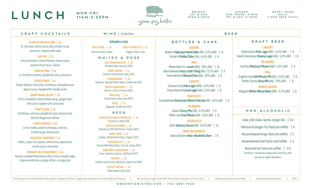 Menu_Green Pig Bistro_Arlington, VA_image_old_2
