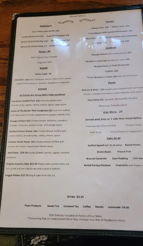 Menu_Log House 1776 Restaurant_Wytheville, VA_image_old_1