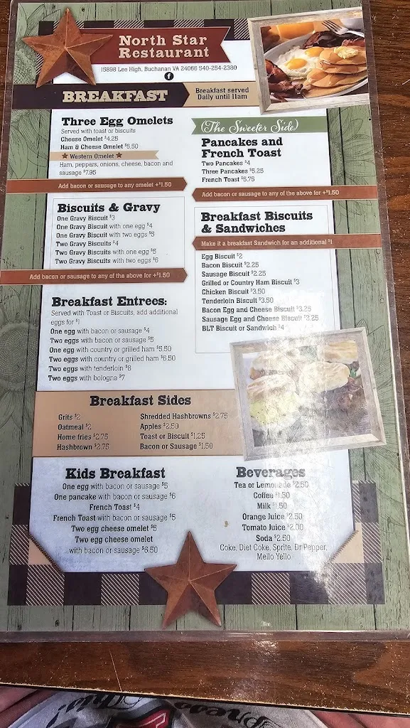 Menu_North Star Restaurant_Buchanan, VA_image_old_2