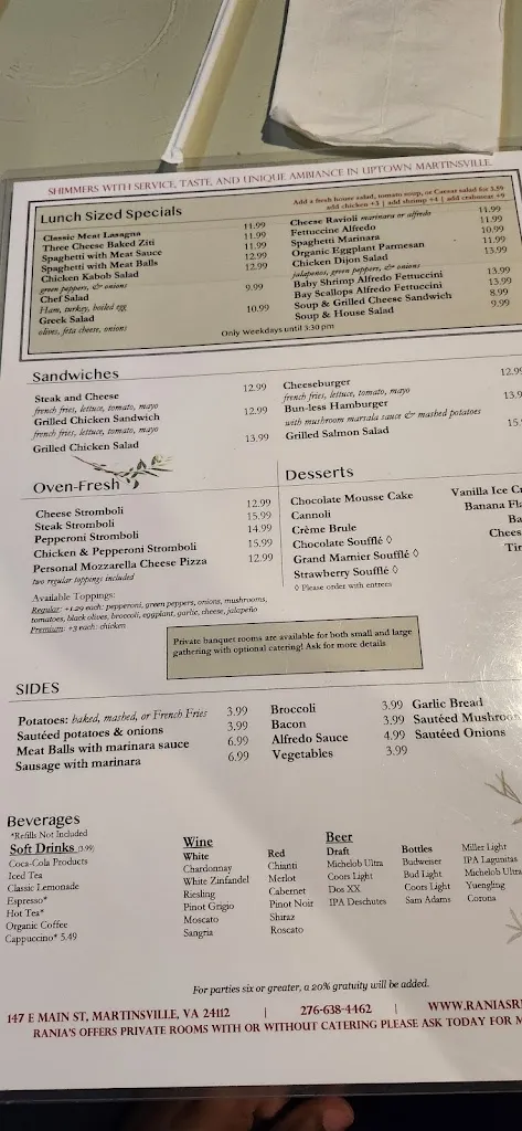 Menu_Rania's Restaurant Bar & Grill_Martinsville, VA_image_old_3
