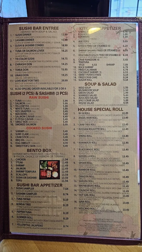 Menu_Sakura Japanese_Waynesboro, VA_image_old_1