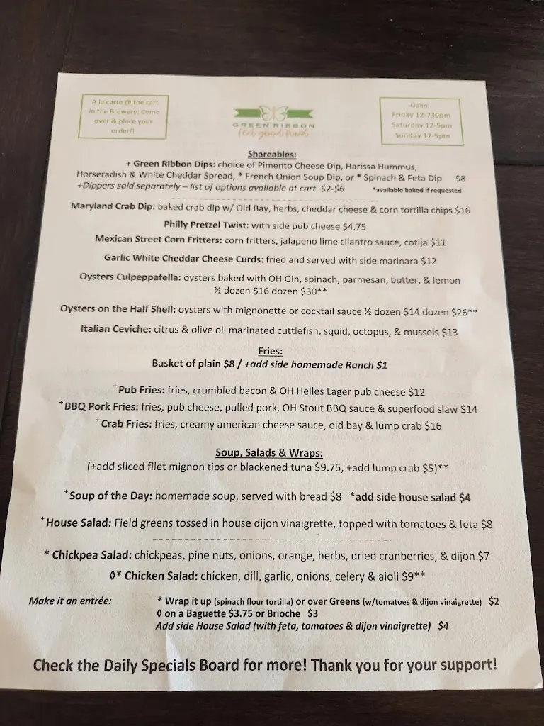 Menu_Green Ribbon_Culpeper, VA_image_old_1