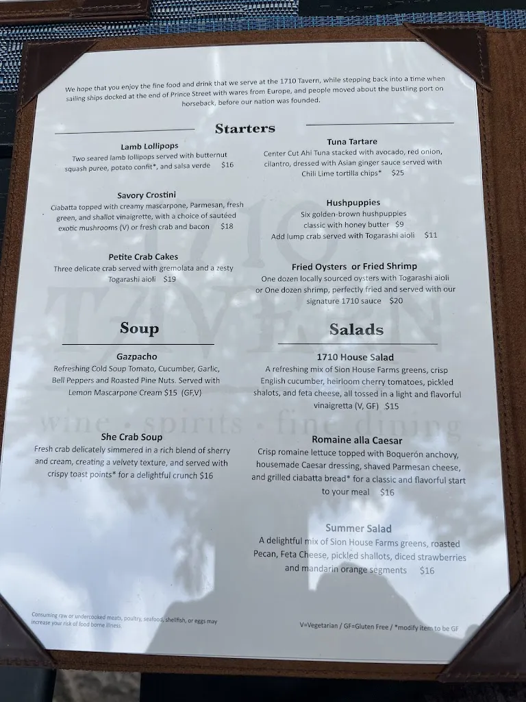 Menu_1710 Tavern_Tappahannock, VA_image_old_3