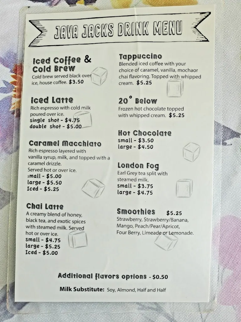 Menu_Java Jacks Cafe_Tappahannock, VA_image_old_2