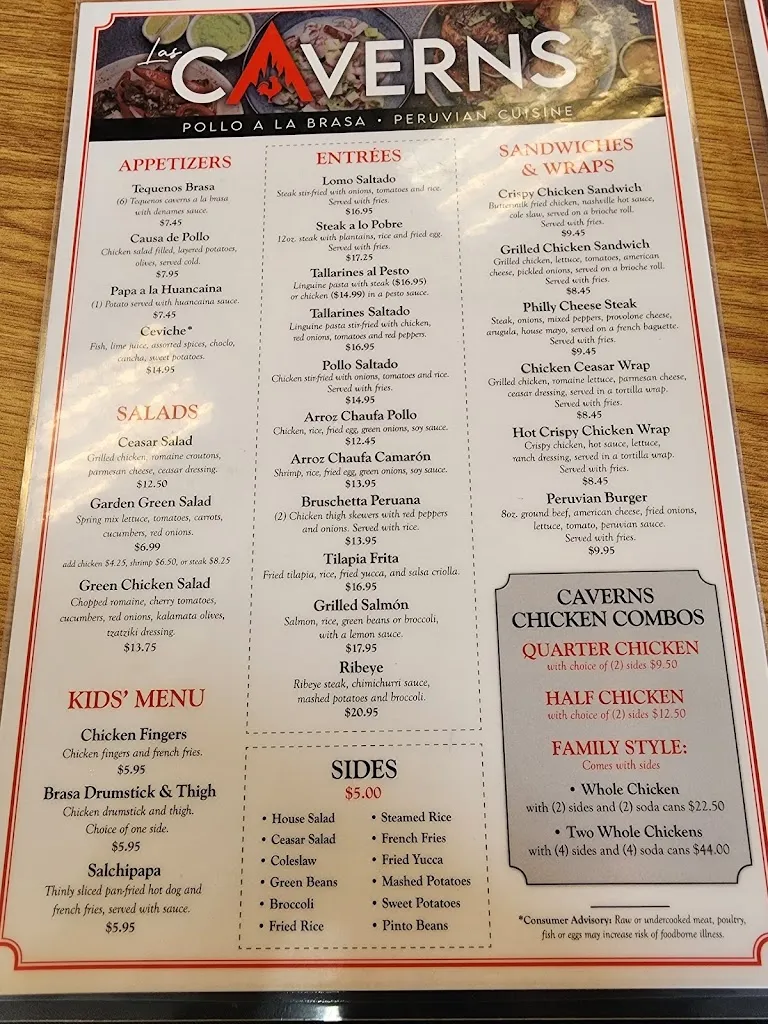 Menu_Las Caverns_Front Royal, VA_image_old_2