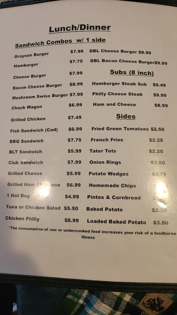Menu_Grayson Restaurant_Wytheville, VA_image_old_3