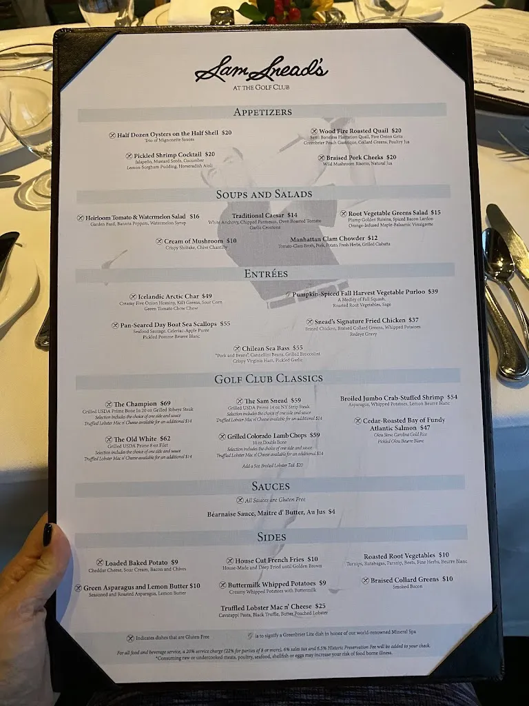 Menu_Sam Snead's Tavern_White Sulphur Springs, WV_image_old_1