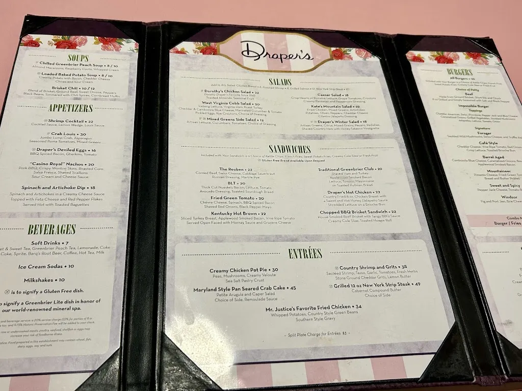 Menu_Draper's Restaurant at The Greenbrier_White Sulphur Springs, WV_image_old_1
