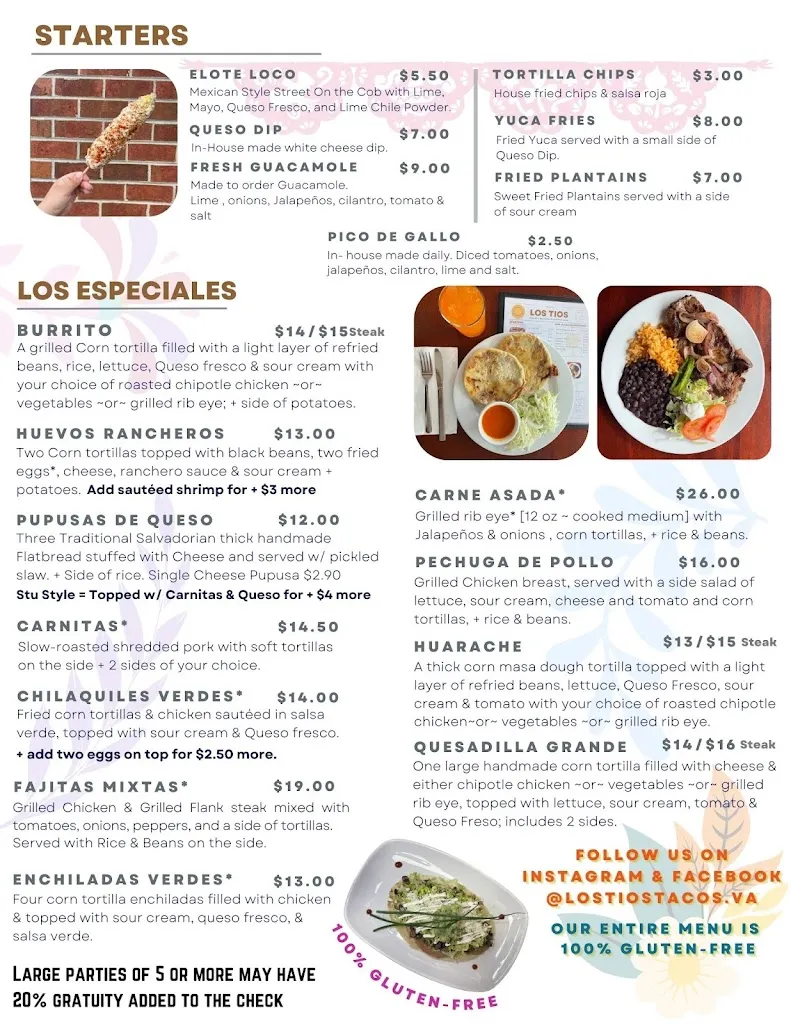 Menu_Los Tios_Prince George, VA_image_old_3
