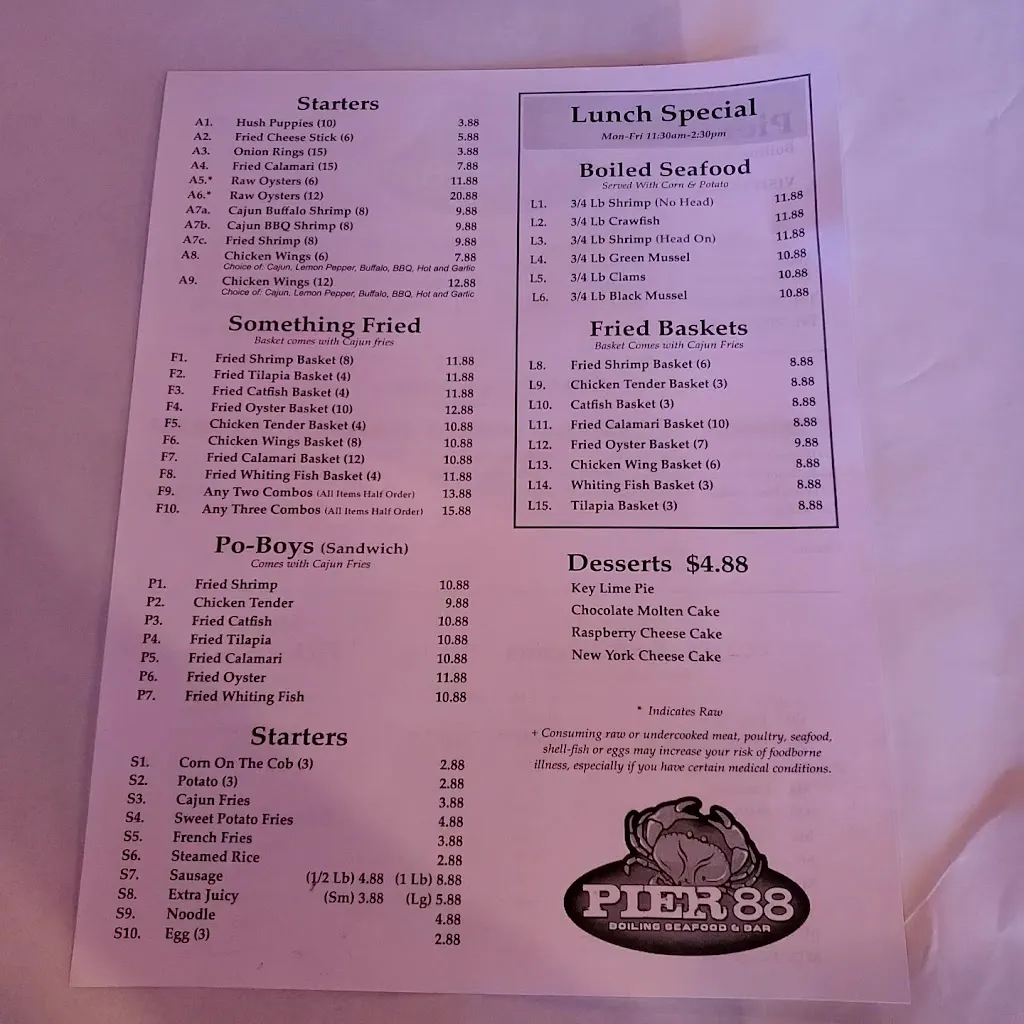 Pier 88_Henrico, VA_menu_image_2