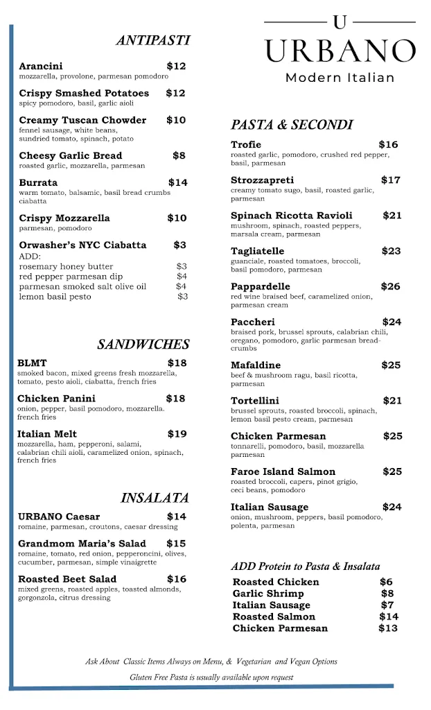 Menu_Urbano Modern Italian_Sterling, VA_image_old_2