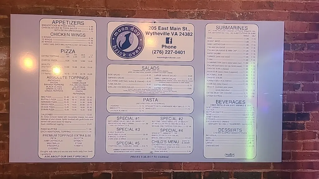 Menu_Moon Dog Brick Oven - Wytheville, VA_Wytheville, VA_image_old_2