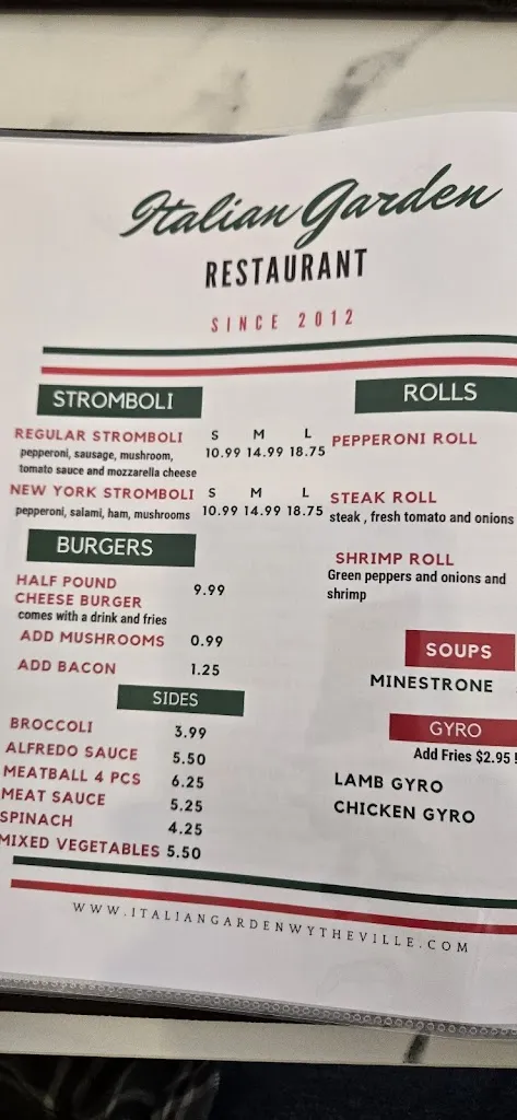 Menu_Italian Garden_Wytheville, VA_image_old_3