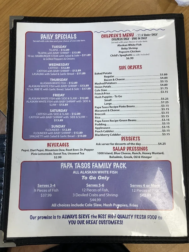 Menu_Papa Tasos_Wytheville, VA_image_old_3