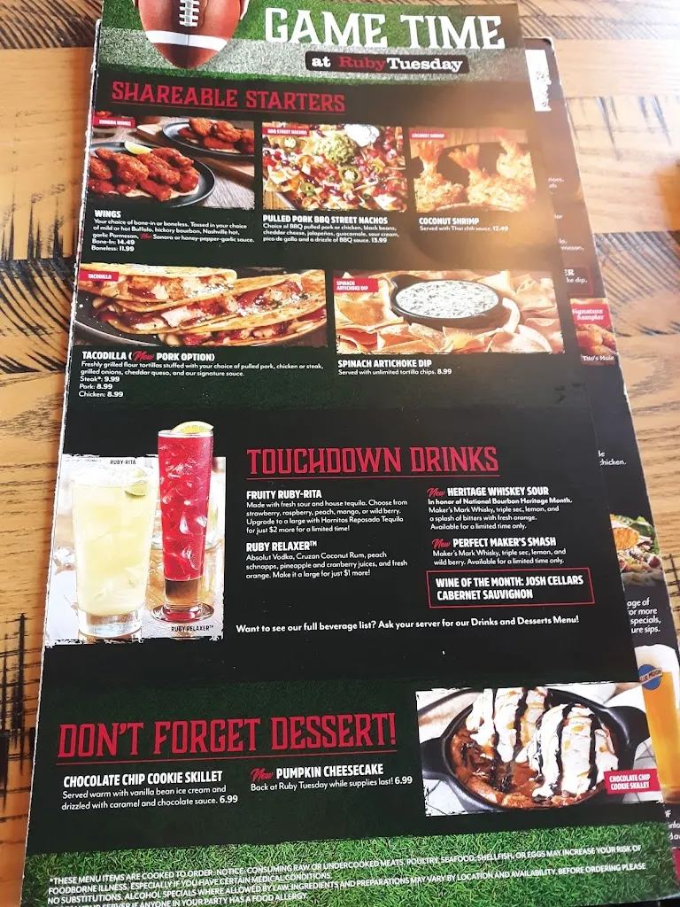 Menu_Ruby Tuesday_Wytheville, VA_image_old_2