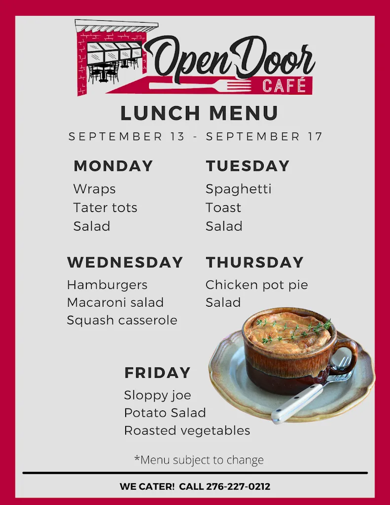 Menu_Open Door Café_Wytheville, VA_image_old_1
