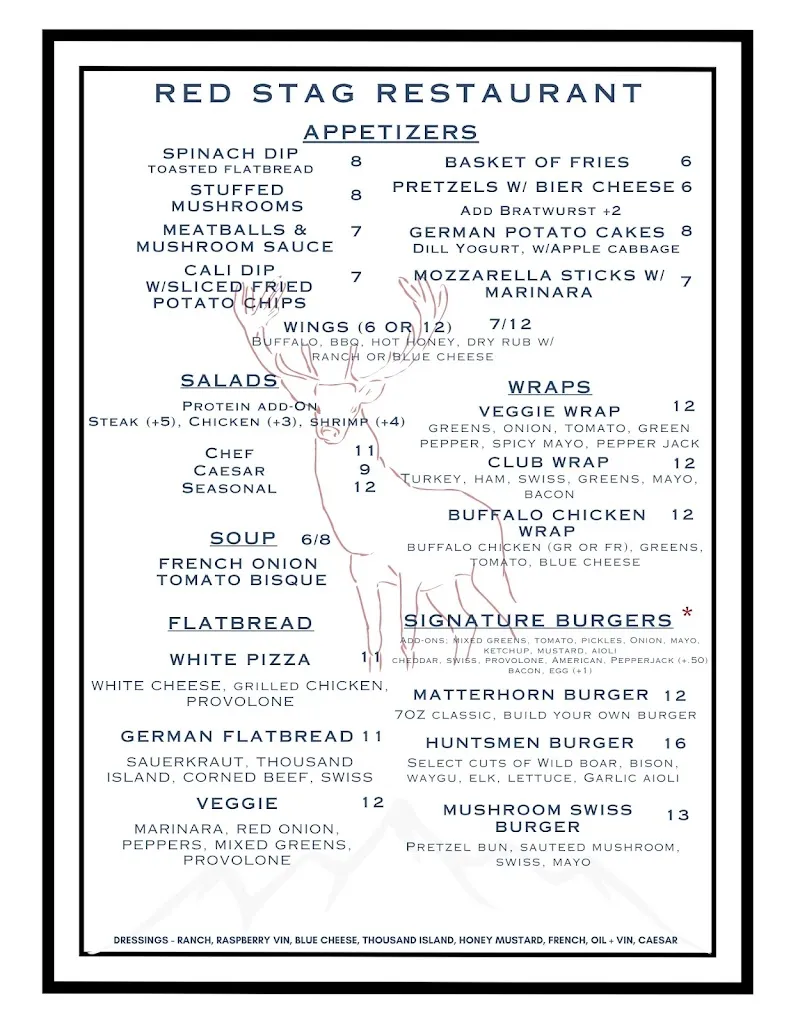 Menu_The Red Stag Restaurant & Matterhorn Lounge_Wytheville, VA_image_old_1