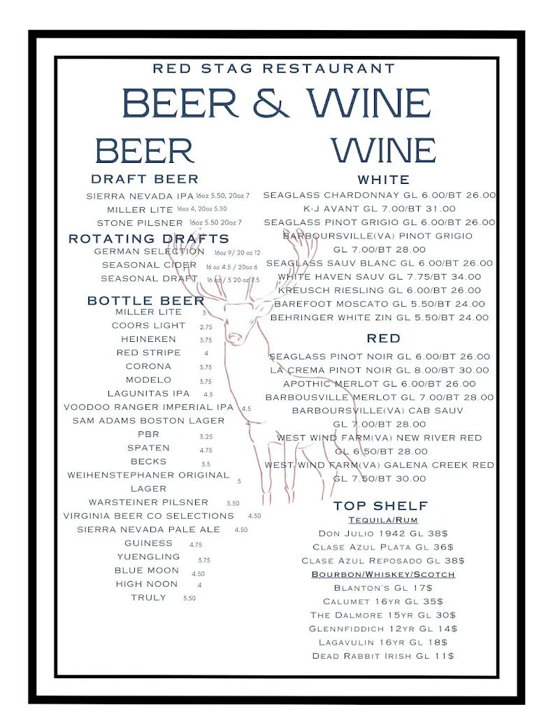 Menu_The Red Stag Restaurant & Matterhorn Lounge_Wytheville, VA_image_old_3
