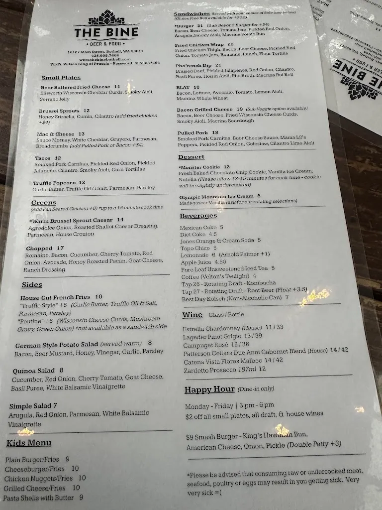 Menu_The Bine Beer & Food_Bothell, WA_image_old_2
