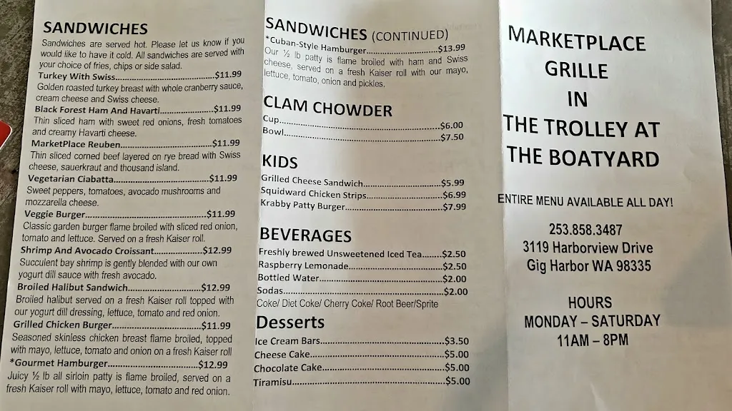 Menu_Marketplace Grille in the Boat Yard Trolley_Gig Harbor, WA_image_old_1