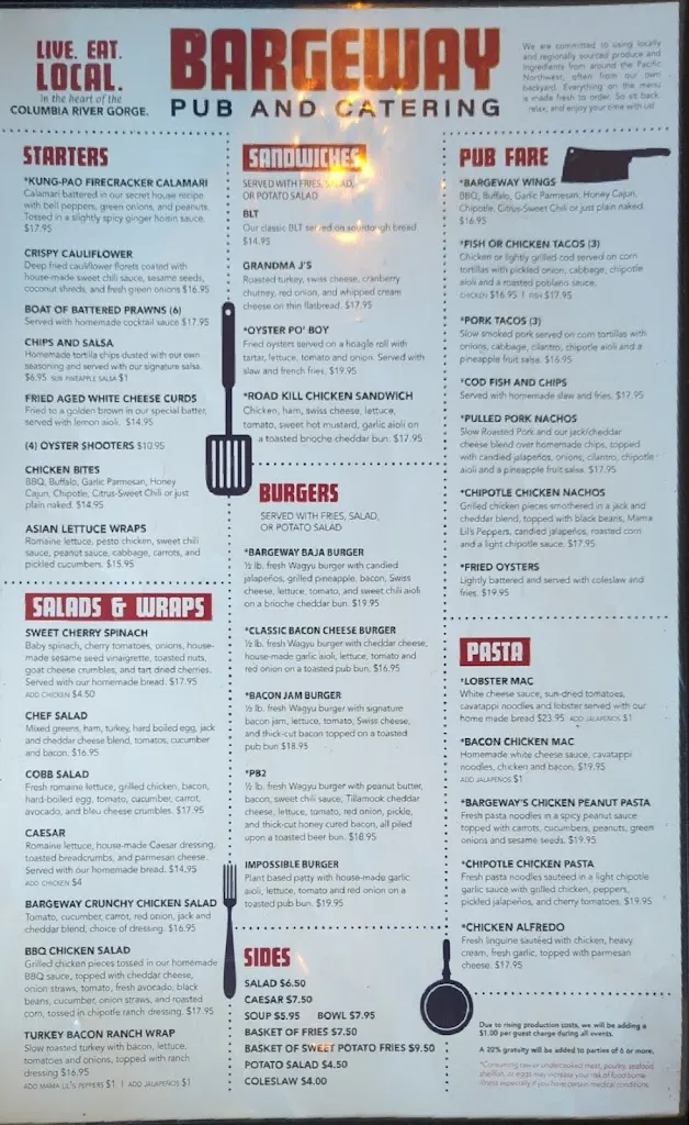Menu_Bargeway Pub & Catering_The Dalles, OR_image_old_3