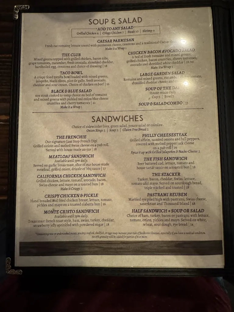 Menu_Last Stop Saloon_The Dalles, OR_image_old_1