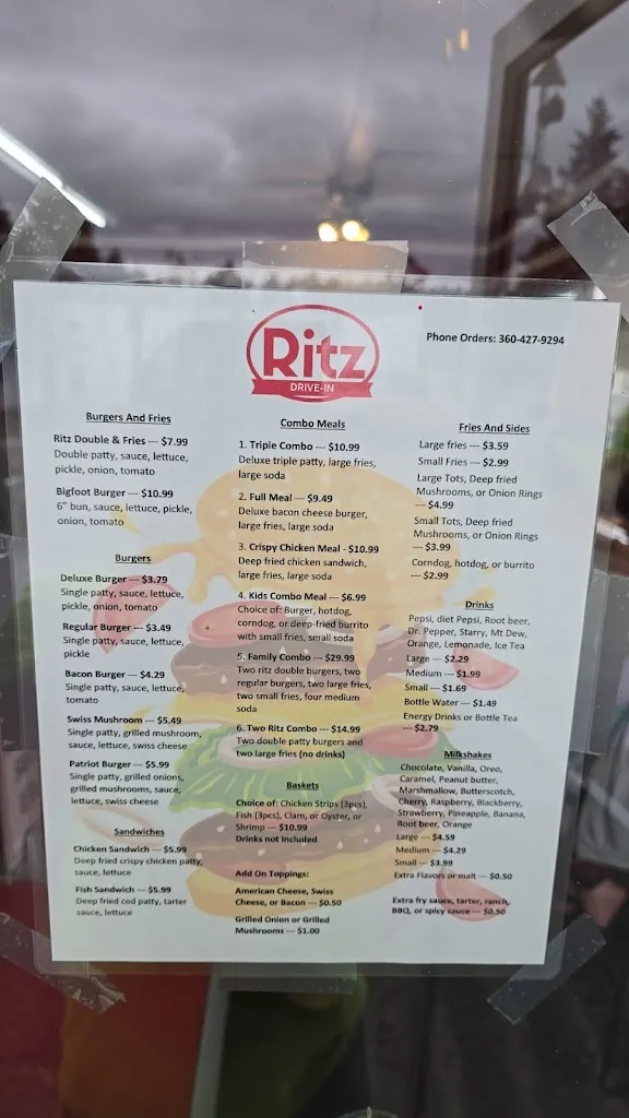 Menu_Ritz Drive-In_Shelton, WA_image_old_2