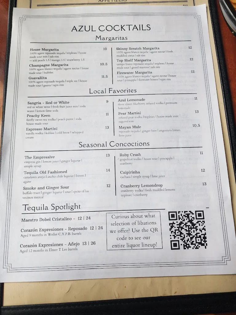 Menu_Azul Restaurant_Mill Creek, WA_image_old_1