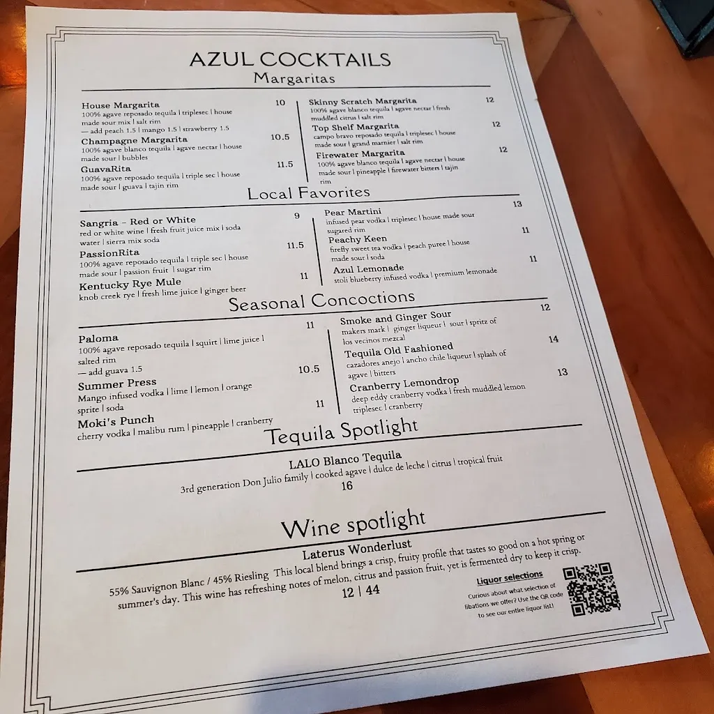 Menu_Azul Restaurant_Mill Creek, WA_image_old_2