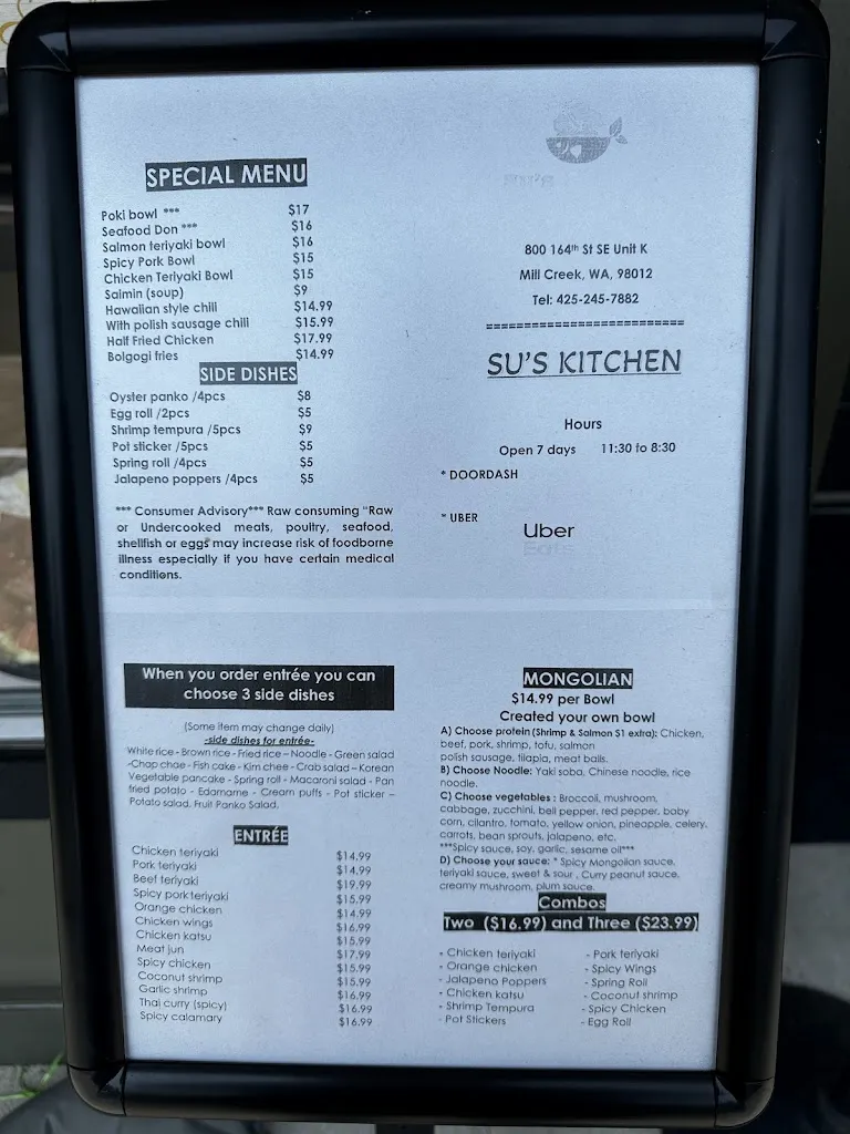 Menu_Su’s Kitchen_Mill Creek, WA_image_old_1