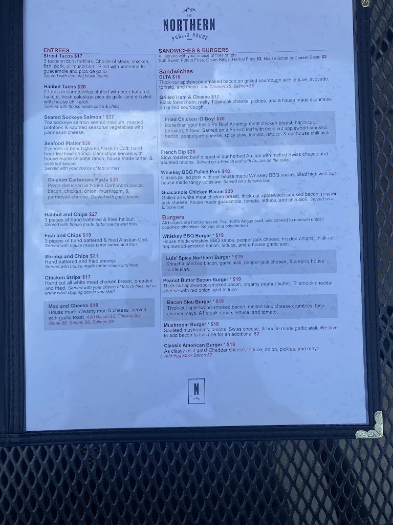 Menu_The Northern Public House_Mill Creek, WA_image_old_1