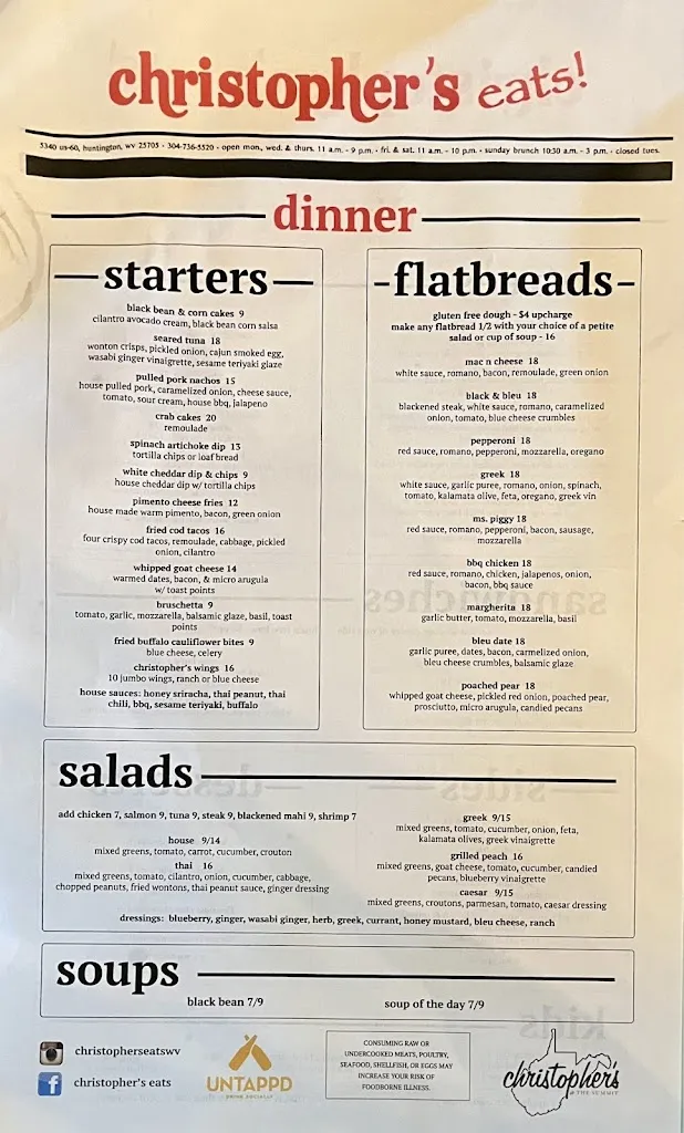 Menu_Christopher's Eats_Huntington, WV_image_old_2