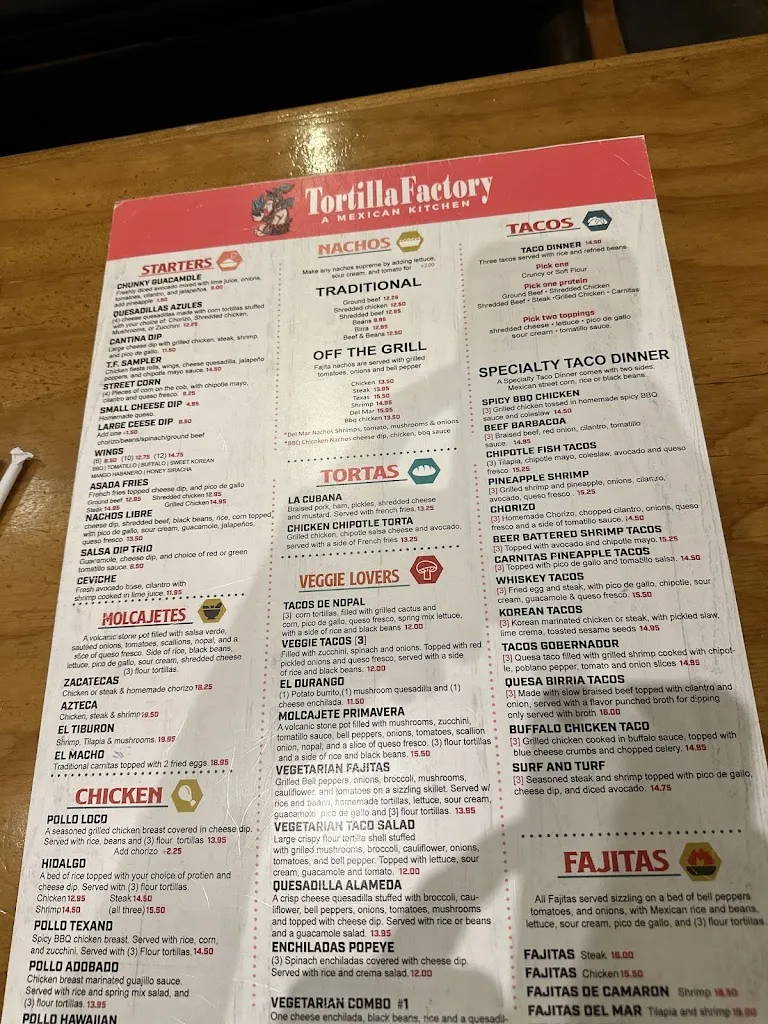 Menu_Tortilla Factory - A Mexican Kitchen_Barboursville, WV_image_old_1